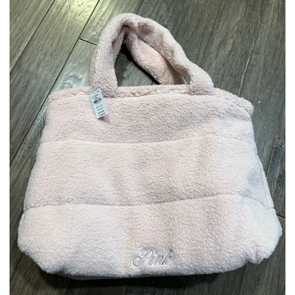 Victoria's Secret Handbags - New PINK By VICTORIA'S SECRET Tote Bag Cozy Plush Sherpa Pink‎ VS